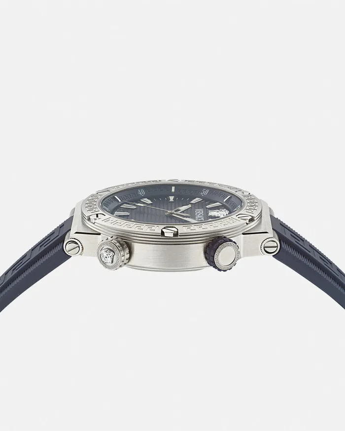 Versace Watches Men Greca Logo Diver Watch Bluesilver