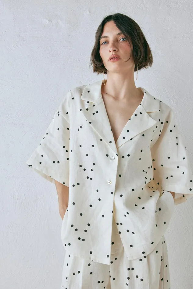 VRG GRL Anke Linen Shirt Dot Women Shirts