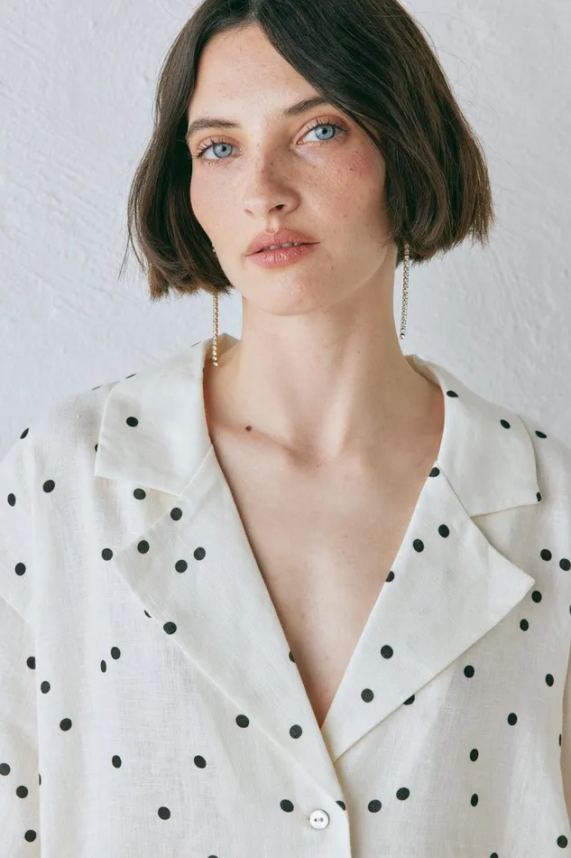 VRG GRL Anke Linen Shirt Dot Women Shirts