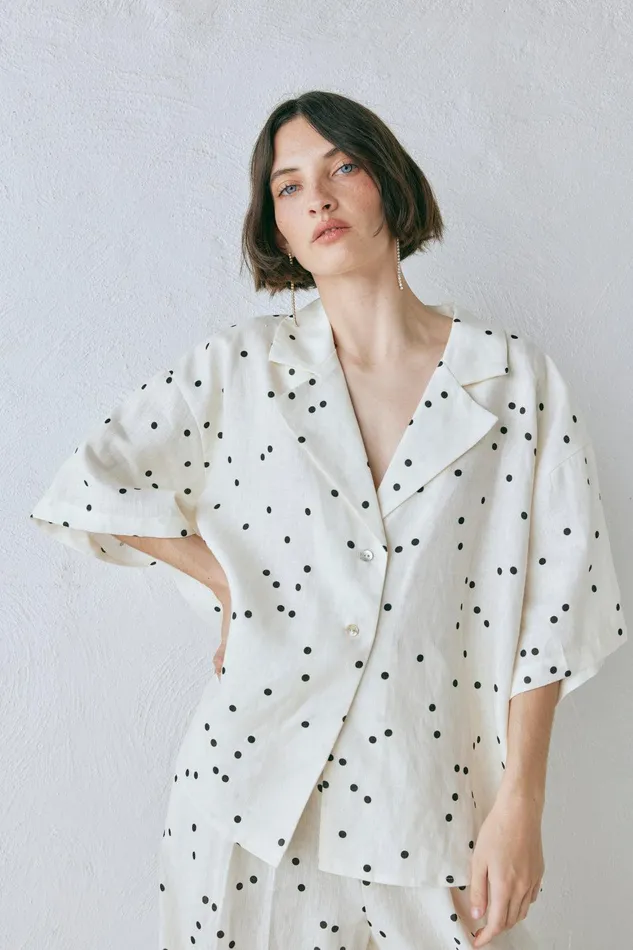 VRG GRL Anke Linen Shirt Dot Women Shirts