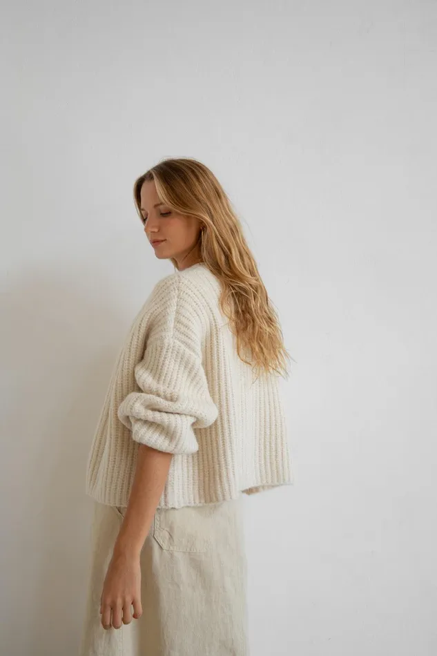 VRG GRL Elsie Knit Cardigan Cream Women Cardigans