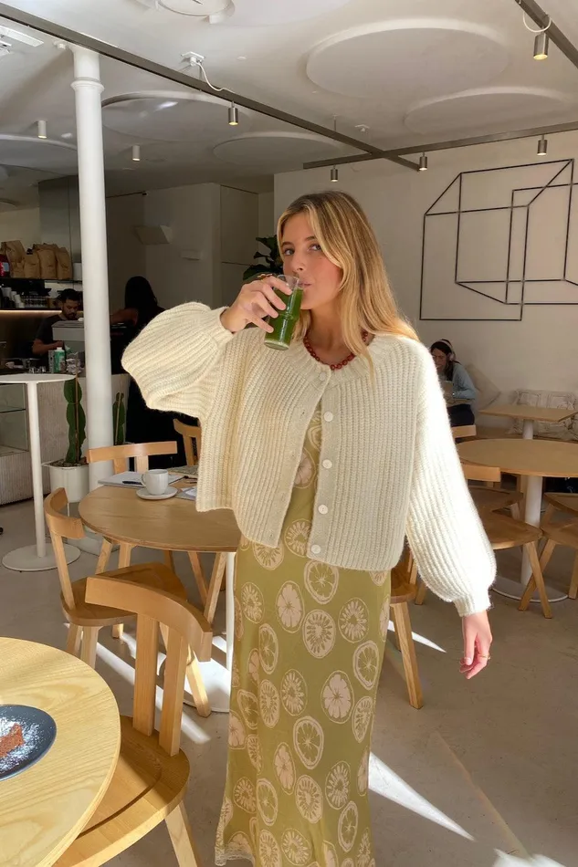 VRG GRL Elsie Knit Cardigan Cream Women Cardigans