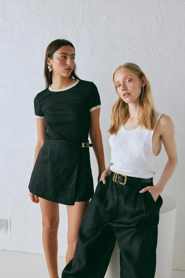 VRG GRL Energy Flows Linen Pants Black Women Pants