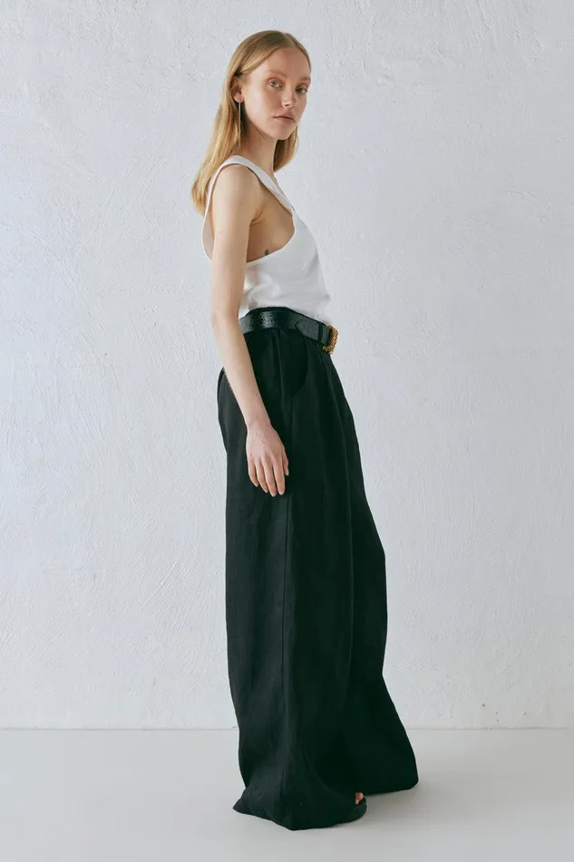 VRG GRL Energy Flows Linen Pants Black Women Pants