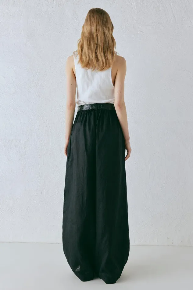 VRG GRL Energy Flows Linen Pants Black Women Pants