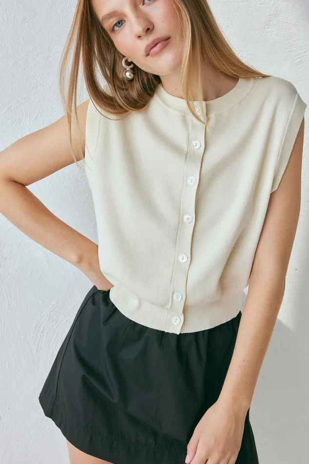 VRG GRL Evie Knit Vest Cream Women Vests