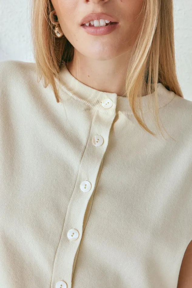 VRG GRL Evie Knit Vest Cream Women Vests