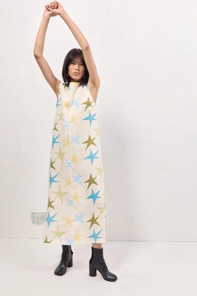 VRG GRL Ines Linen Maxi Dress Star Women MidiMaxi Dresses