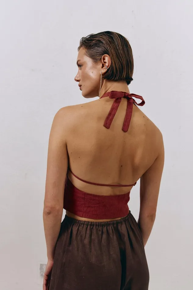 VRG GRL Los Cabos Linen Vest Wine Women Vests VRG GRL Los Cabos Linen Vest Wine Women Vests