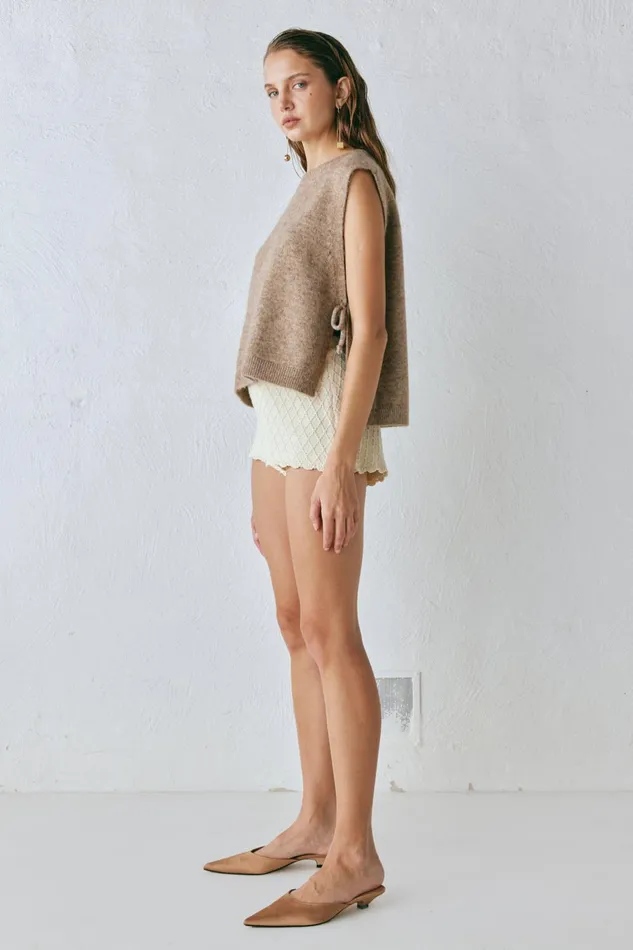 VRG GRL Molly Knit Vest Taupe Women JumpersSweaters