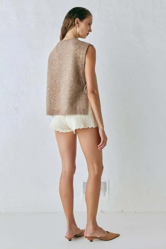 VRG GRL Molly Knit Vest Taupe Women JumpersSweaters