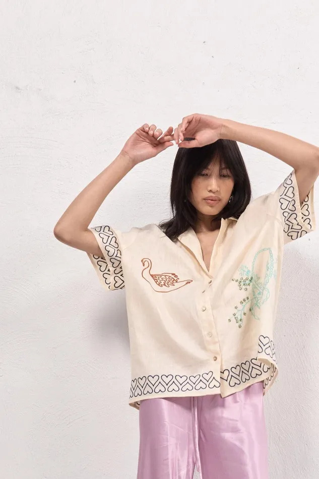 VRG GRL Natalia Linen Shirt Cream Women Shirts VRG GRL Natalia Linen Shirt Cream Women Shirts