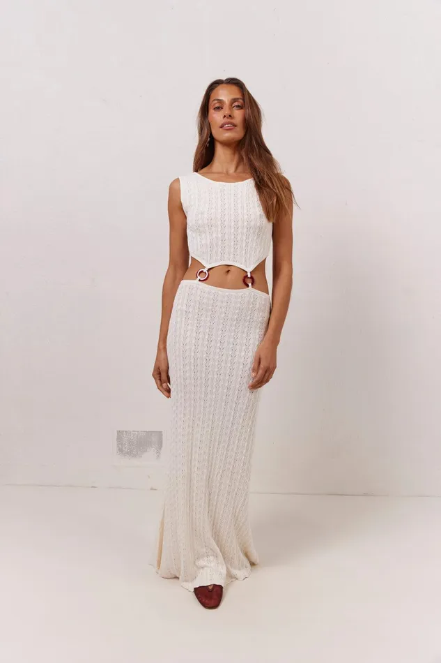 VRG GRL Penne Knit Maxi Dress White Women MidiMaxi Dresses