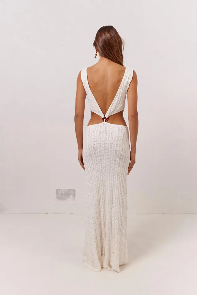VRG GRL Penne Knit Maxi Dress White Women MidiMaxi Dresses