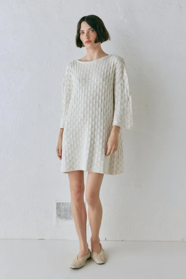 VRG GRL Pia Knit Tunic Cream Women Long Sleeve VRG GRL Pia Knit Tunic Cream Women Long Sleeve