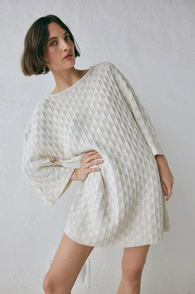 VRG GRL Pia Knit Tunic Cream Women Long Sleeve VRG GRL Pia Knit Tunic Cream Women Long Sleeve