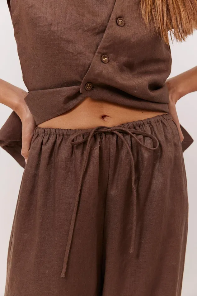 VRG GRL Raya Linen Pants Chocolate Women Pants VRG GRL Raya Linen Pants Chocolate Women Pants