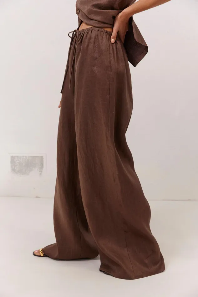 VRG GRL Raya Linen Pants Chocolate Women Pants VRG GRL Raya Linen Pants Chocolate Women Pants