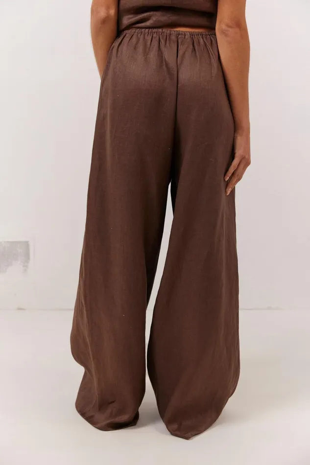 VRG GRL Raya Linen Pants Chocolate Women Pants VRG GRL Raya Linen Pants Chocolate Women Pants