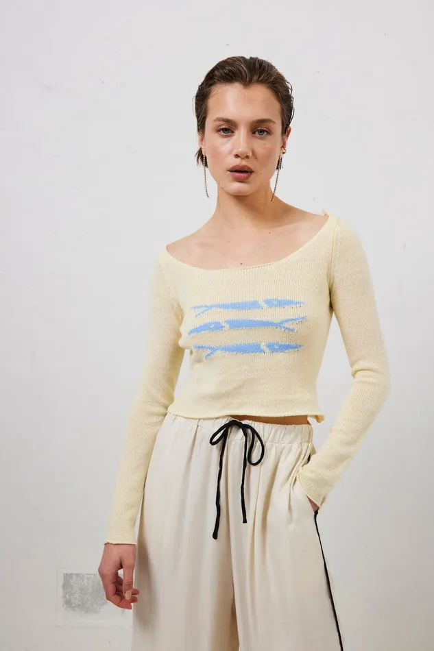 VRG GRL Sardinia Knit Top Cream Women Long Sleeve