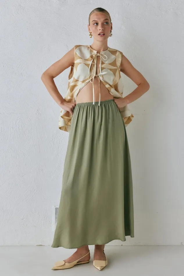 VRG GRL Solara Midi Skirt Sage Women Skirts