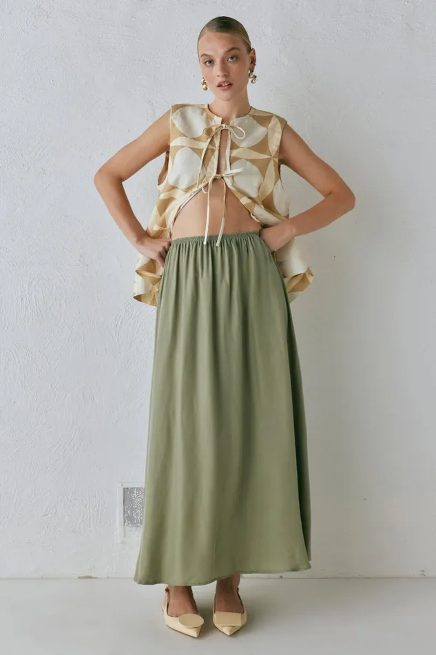 VRG GRL Solara Midi Skirt Sage Women Skirts