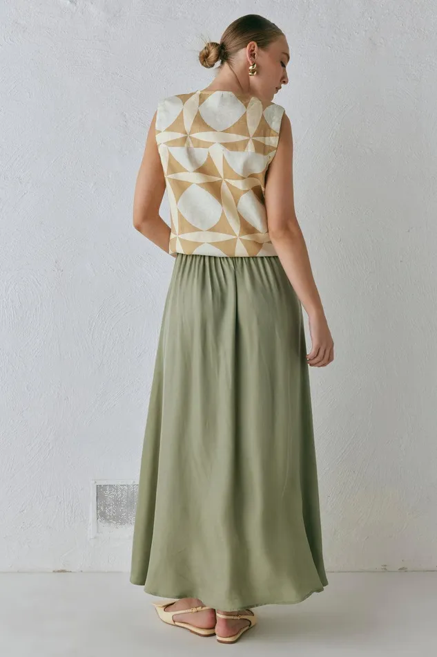 VRG GRL Solara Midi Skirt Sage Women Skirts