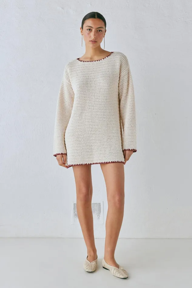 VRG GRL Stella Knit Tunic Cream Women JumpersSweaters VRG GRL Stella Knit Tunic Cream Women JumpersSweaters