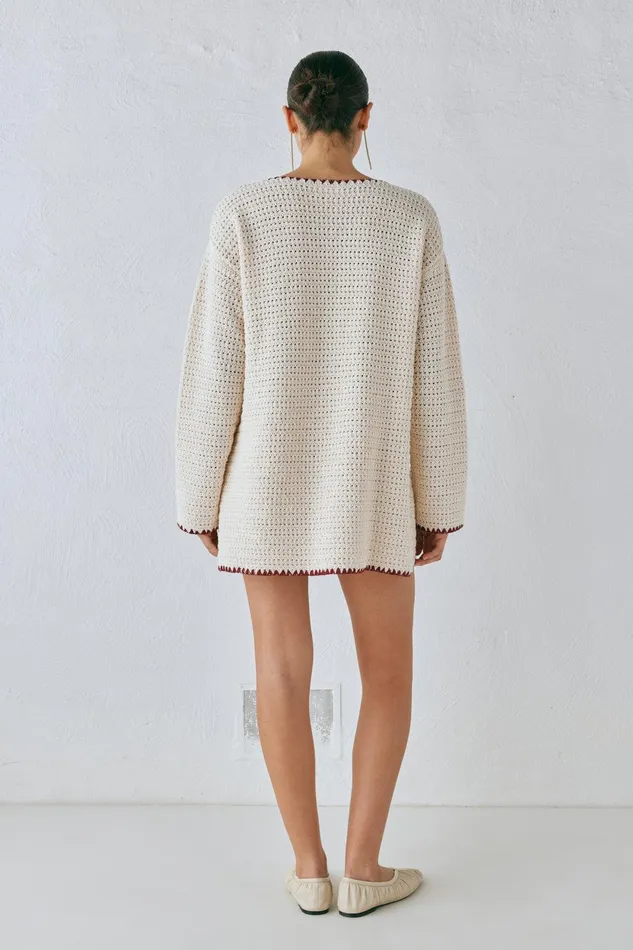 VRG GRL Stella Knit Tunic Cream Women JumpersSweaters VRG GRL Stella Knit Tunic Cream Women JumpersSweaters
