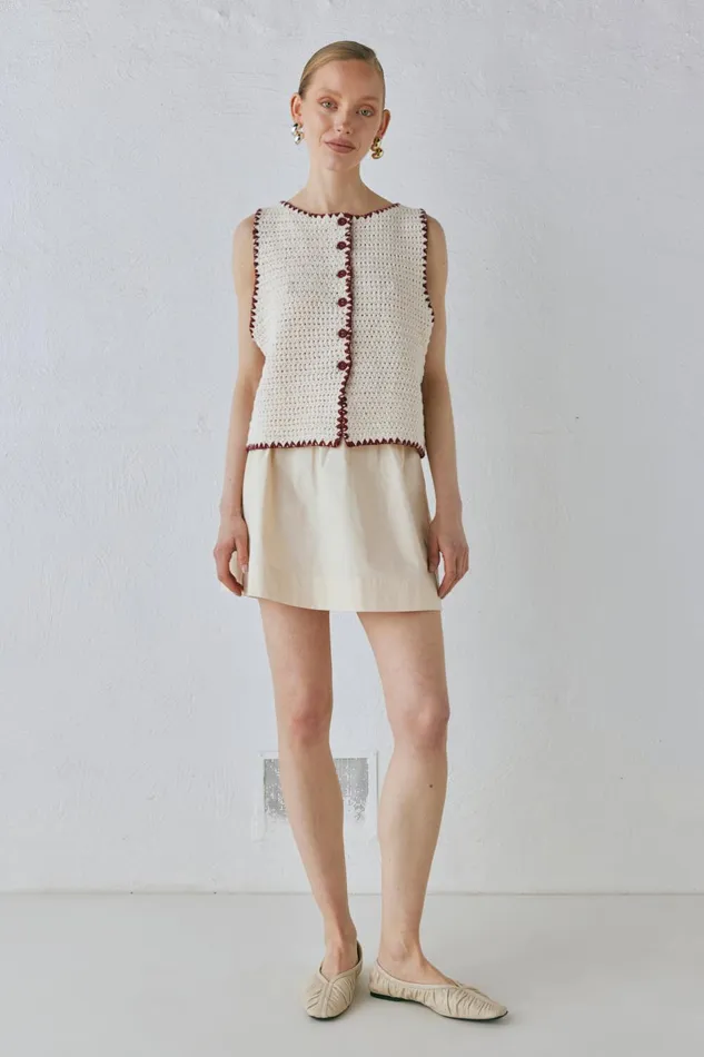 VRG GRL Stella Knit Vest Cream Women Vests