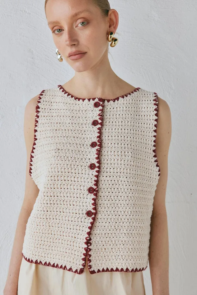 VRG GRL Stella Knit Vest Cream Women Vests