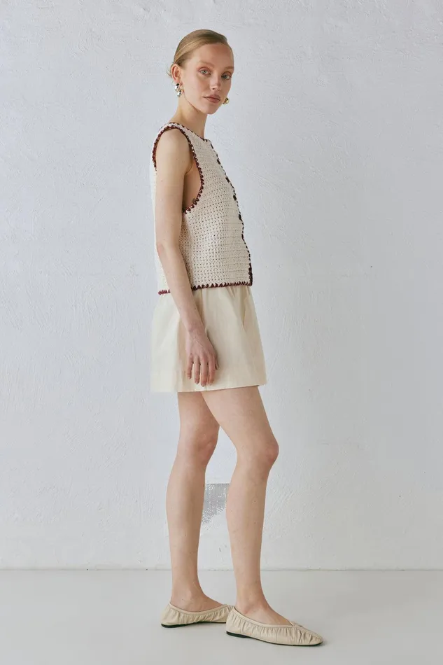 VRG GRL Stella Knit Vest Cream Women Vests