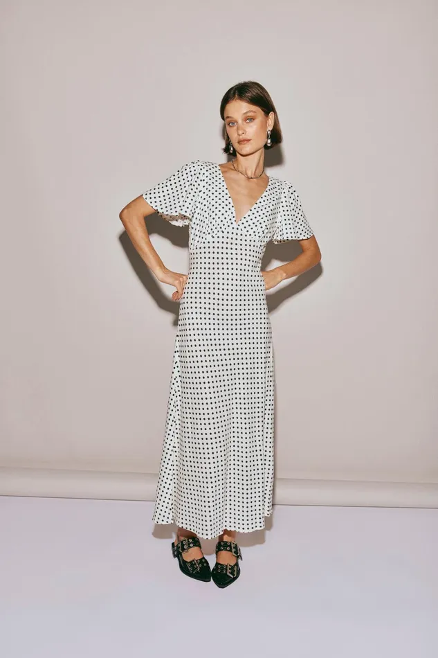 VRG GRL Summer Nostalgia Bias Cut Midi Dress White Women MidiMaxi Dresses