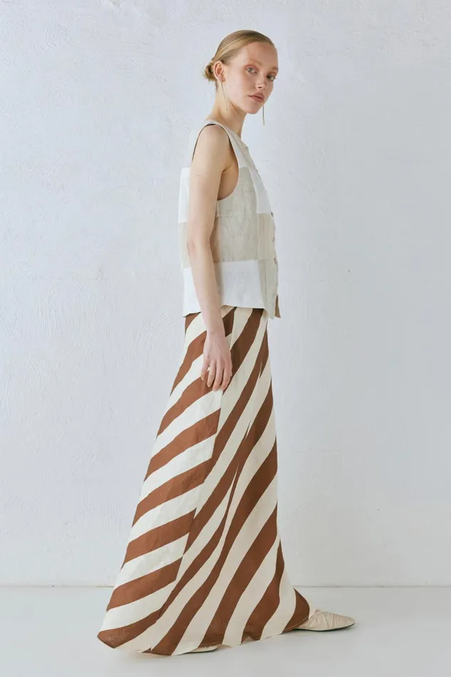 VRG GRL Sun Linen Maxi Skirt Stripe Women Skirts VRG GRL Sun Linen Maxi Skirt Stripe Women Skirts