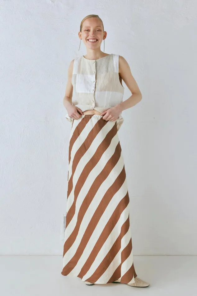 VRG GRL Sun Linen Maxi Skirt Stripe Women Skirts VRG GRL Sun Linen Maxi Skirt Stripe Women Skirts