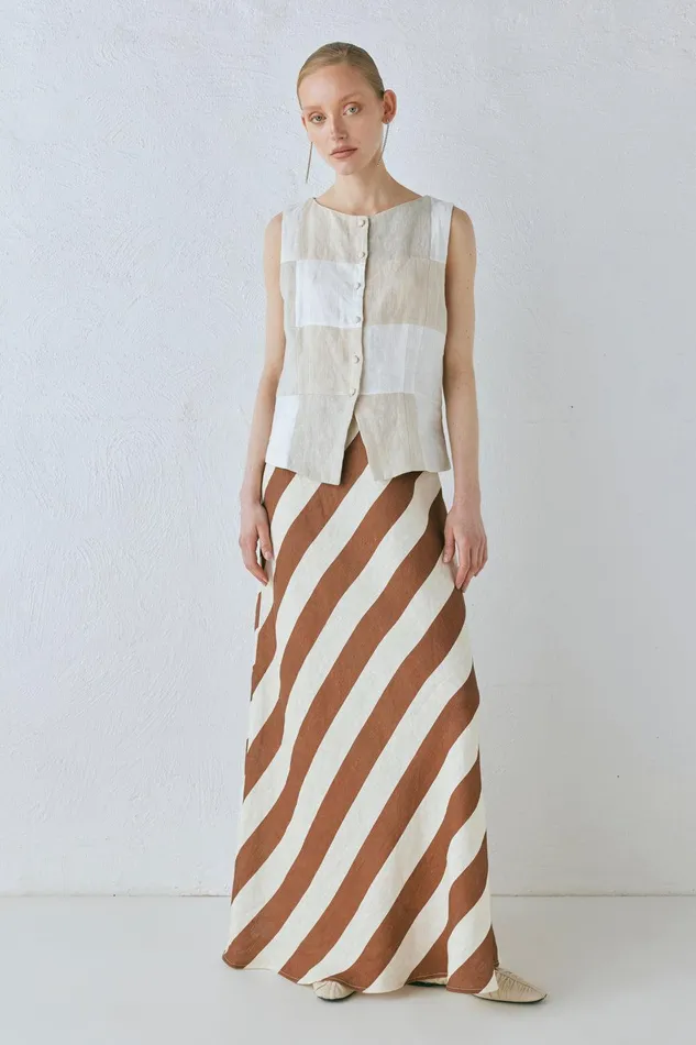 VRG GRL Sun Linen Maxi Skirt Stripe Women Skirts VRG GRL Sun Linen Maxi Skirt Stripe Women Skirts