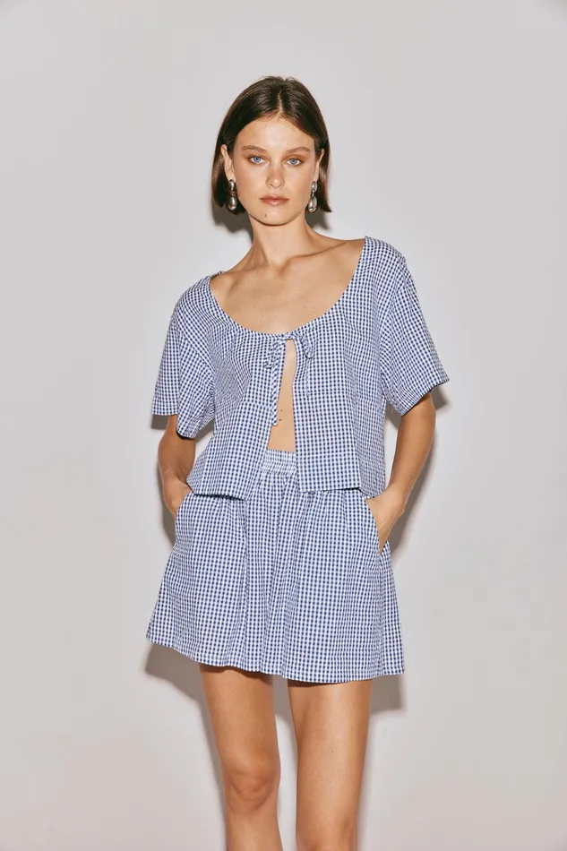 VRG GRL The Sea and I Smock Top Navy Women Short Sleeve VRG GRL The Sea and I Smock Top Navy Women Short Sleeve