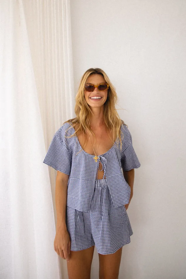 VRG GRL The Sea and I Smock Top Navy Women Short Sleeve VRG GRL The Sea and I Smock Top Navy Women Short Sleeve