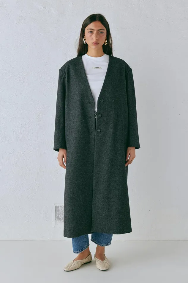 VRG GRL Vale Trench Coat Charcoal Women JacketsCoats