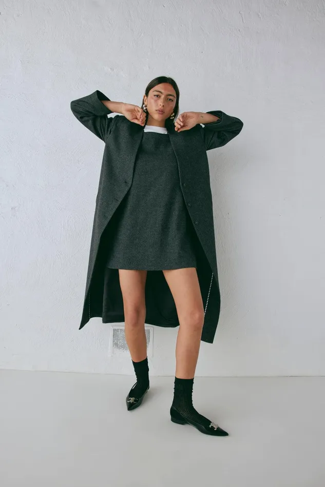 VRG GRL Vale Trench Coat Charcoal Women JacketsCoats