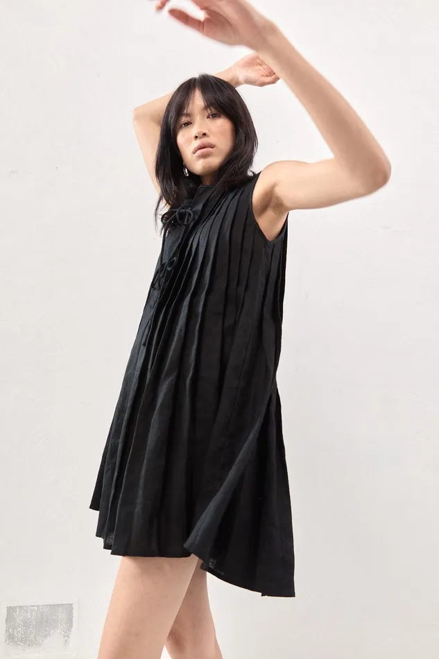 VRG GRL Valeria Linen Mini Dress Black Women Mini Dresses VRG GRL Valeria Linen Mini Dress Black Women Mini Dresses