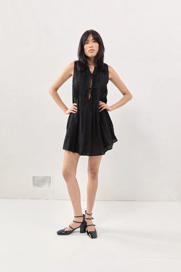 VRG GRL Valeria Linen Mini Dress Black Women Mini Dresses VRG GRL Valeria Linen Mini Dress Black Women Mini Dresses
