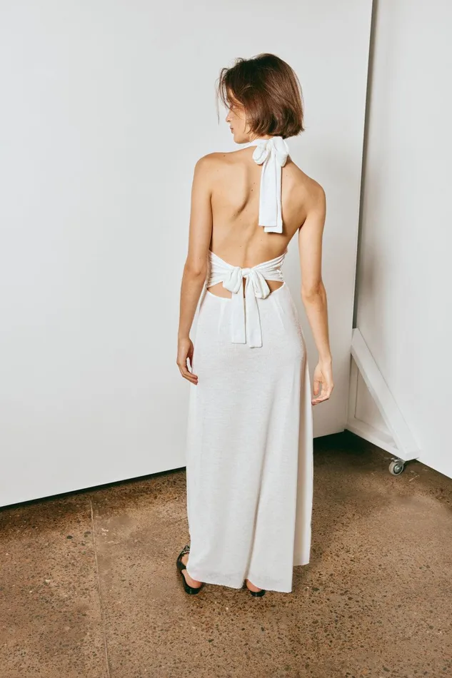 VRG GRL When In Italy Halter Midi Dress White Women MidiMaxi Dresses