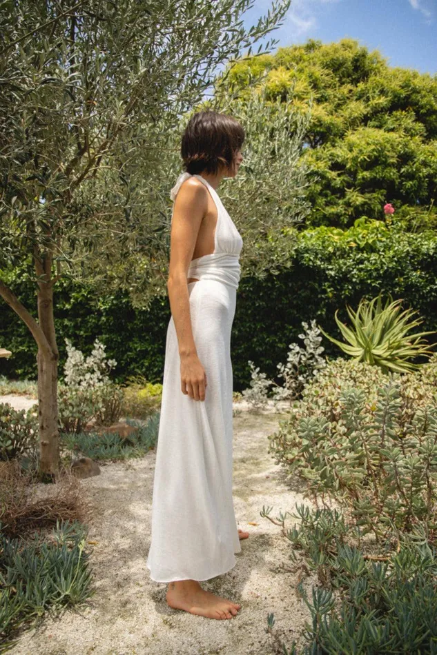 VRG GRL When In Italy Halter Midi Dress White Women MidiMaxi Dresses