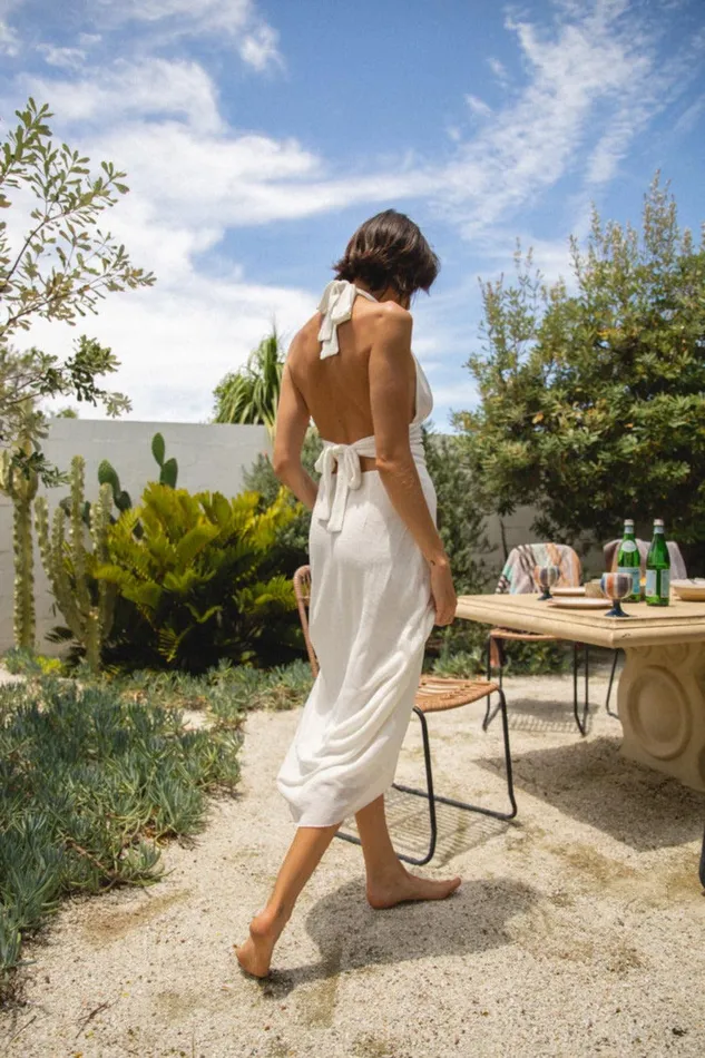 VRG GRL When In Italy Halter Midi Dress White Women MidiMaxi Dresses