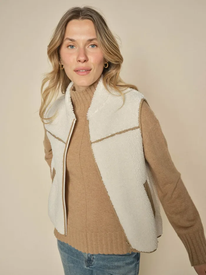 Waistcoats MOS MOSH Women MMRowe Teddy Waistcoat Ecru