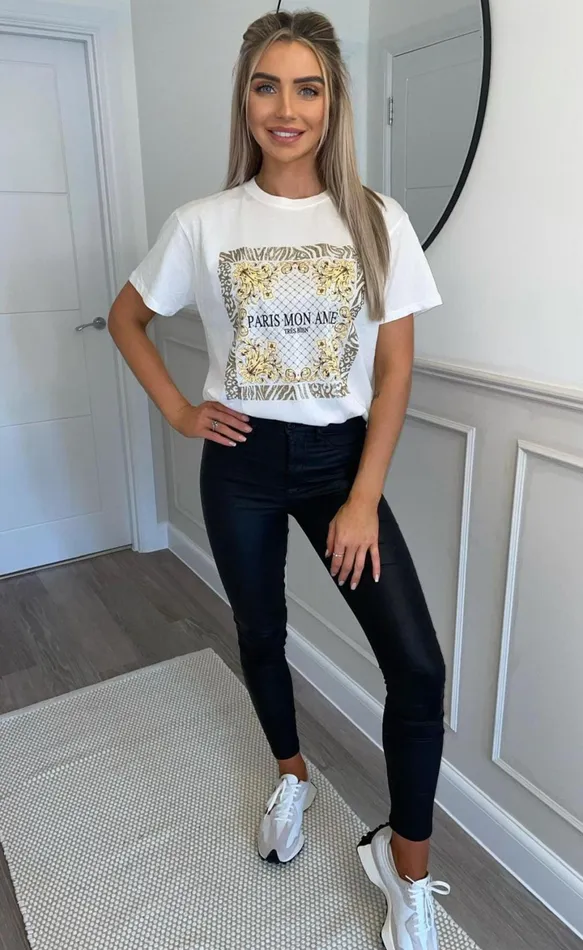 White 039Paris Mon Aime039 Slogan TShirt Women Missfiga Tops White 039Paris Mon Aime039 Slogan TShirt Women Missfiga Tops