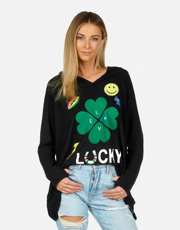 Wilma Lucky Clover Black Women039s Lauren Moshi Hoodies
