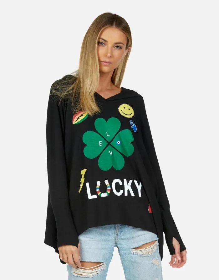 Wilma Lucky Clover Black Women039s Lauren Moshi Hoodies