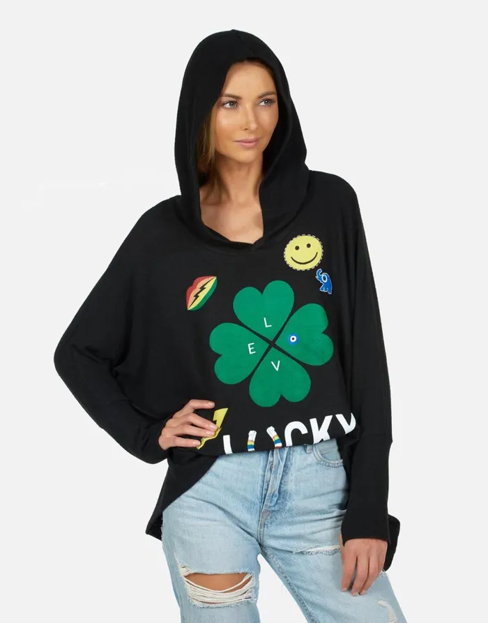 Wilma Lucky Clover Black Women039s Lauren Moshi Hoodies